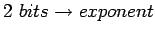 $2&nbsp;bits\rightarrow exponent$