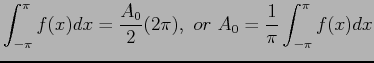 $\displaystyle \int_{-\pi}^{\pi} f(x)dx=\frac{A_0}{2}(2\pi),&nbsp;or&nbsp;A_0=\frac{1}{\pi}\int_{-\pi}^{\pi} f(x)dx
$